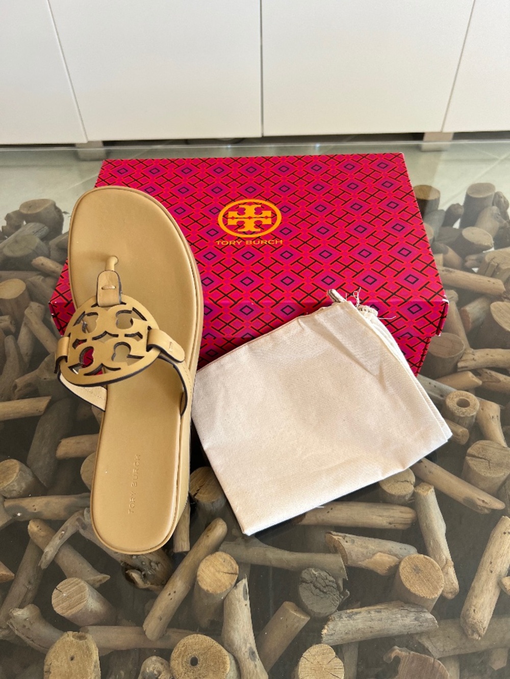 TORY BURCH Miller Wedge Ginger Leather Sandals